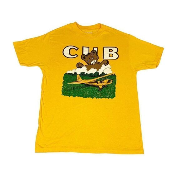 Vintage Cub Airplane Bear T-shirt Large Cub Kids Single Stitch - Picture 1 of 9